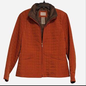 Women's large, quilted jacket. NWT, rustic orange/chocolate brown lining.